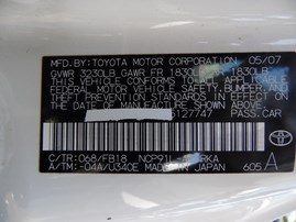 2007 TOYOTA YARIS WHITE 1.5L AT Z18436